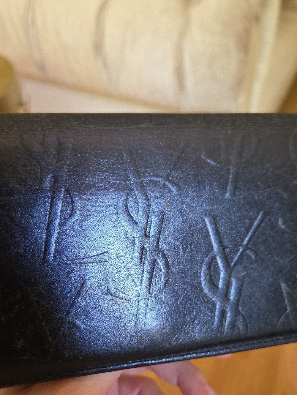 Saint Laurent Embossed Logo Black Leather Clutch Long Wallet - Picture 14 of 14